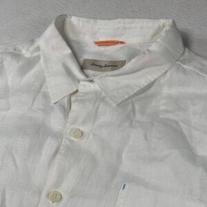 Tommy Bahama Shirt Mens 2XL White Linen Button Front Long Sleeve Casual Beach